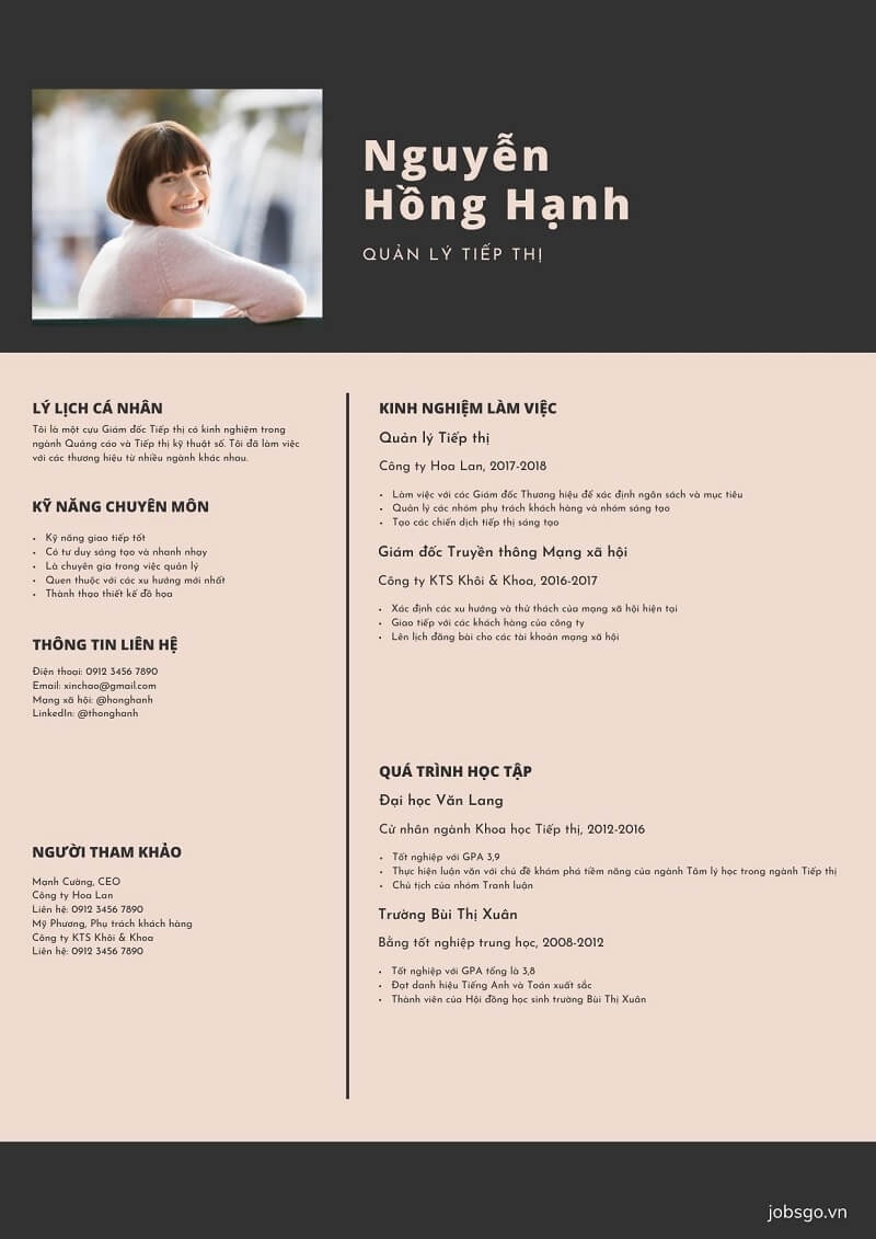 Mẫu CV xin việc nhân viên kinh doanh