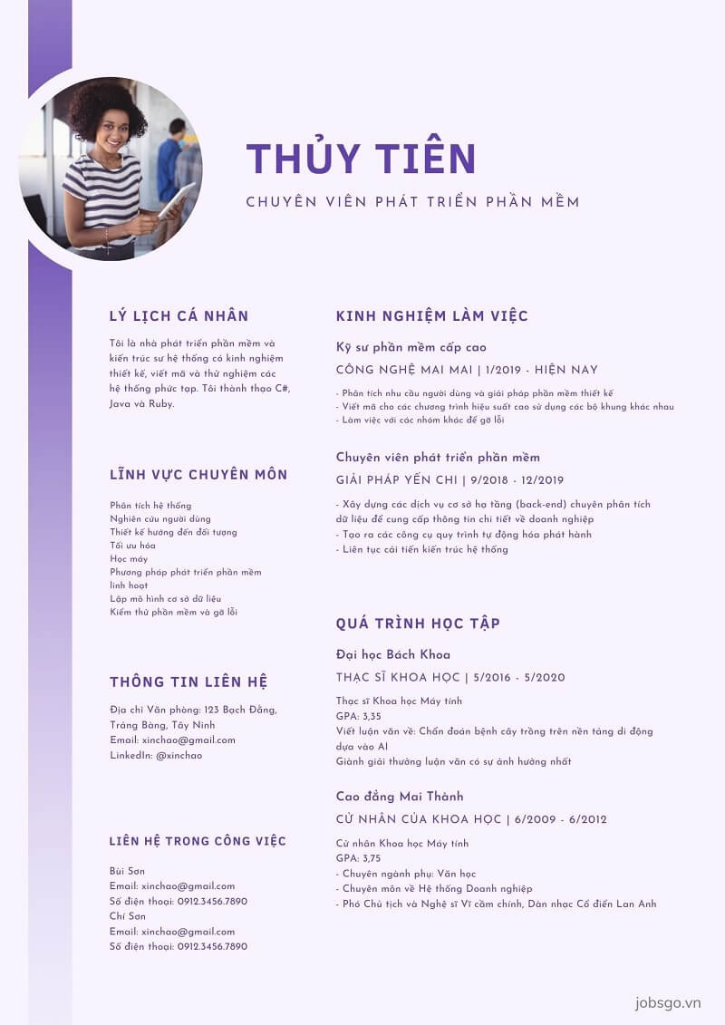 Mẫu CV xin việc IT