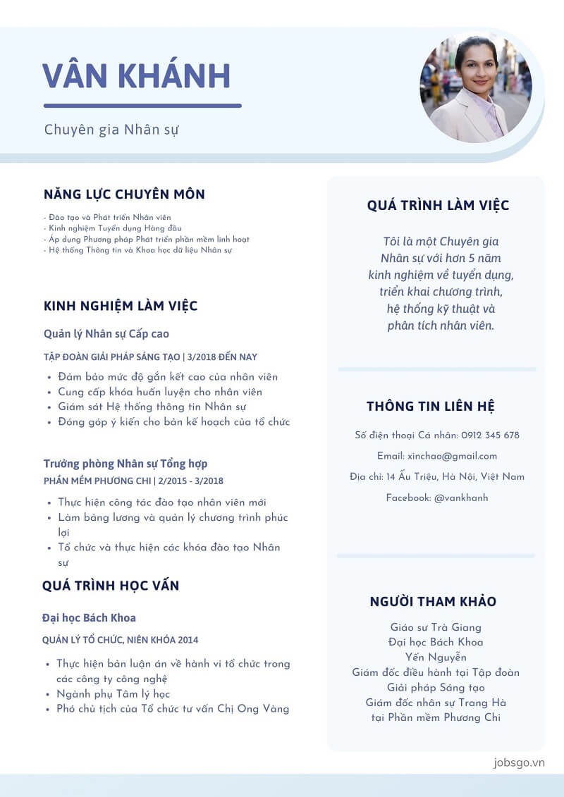 Mẫu CV xin việc hành chính nhân sự