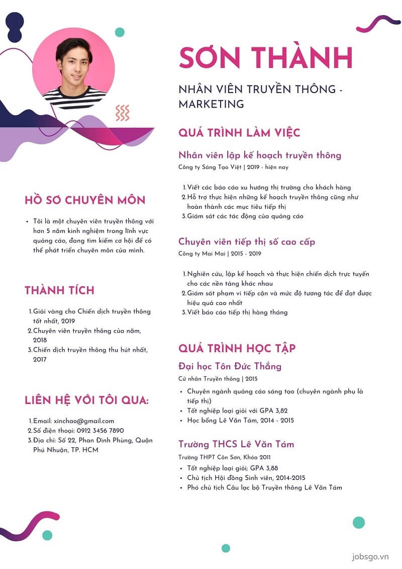 Mẫu CV xin việc Marketing