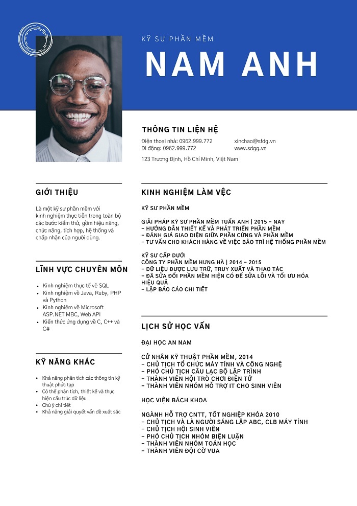 mẫu kỹ năng trong cv 1
