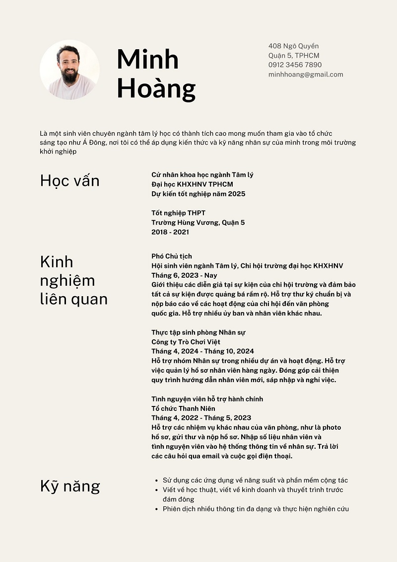 Mẫu CV cho sinh viên mới ra trường đẹp 1
